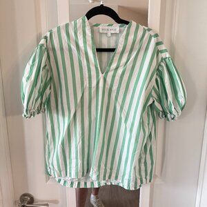 Brooke Wright Striped Blouse Size S/M Color Green White